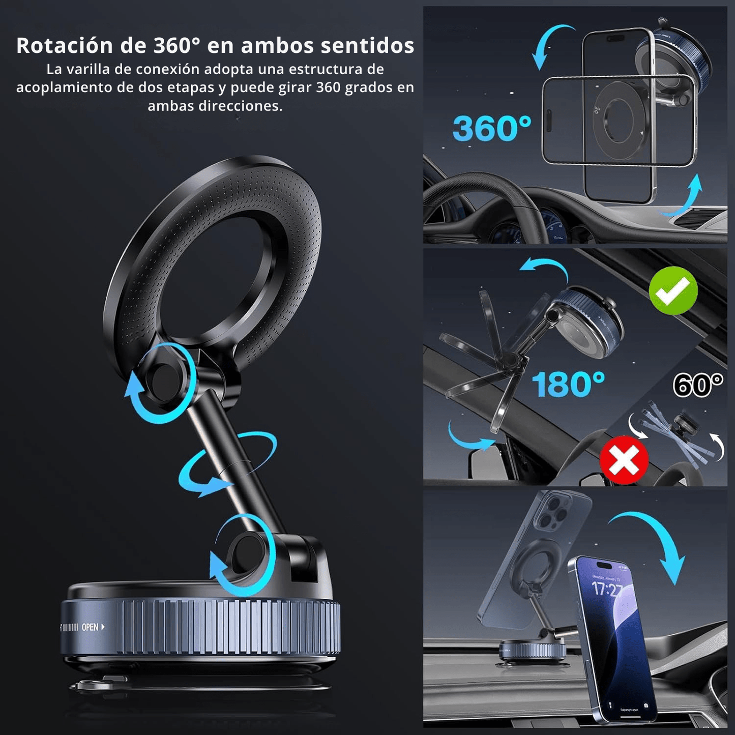 GripMag – Soporte Magnético con Ventosa para Celulares