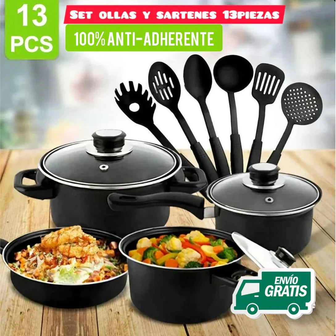 CasaChef – Ollas Negras 13 Piezas de Alta Calidad